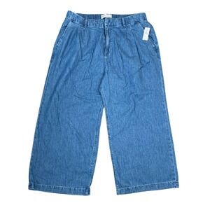 Gap 365‎ Trouser CR Wide Leg Denim Culottes Medium Indigo 16 780832-00